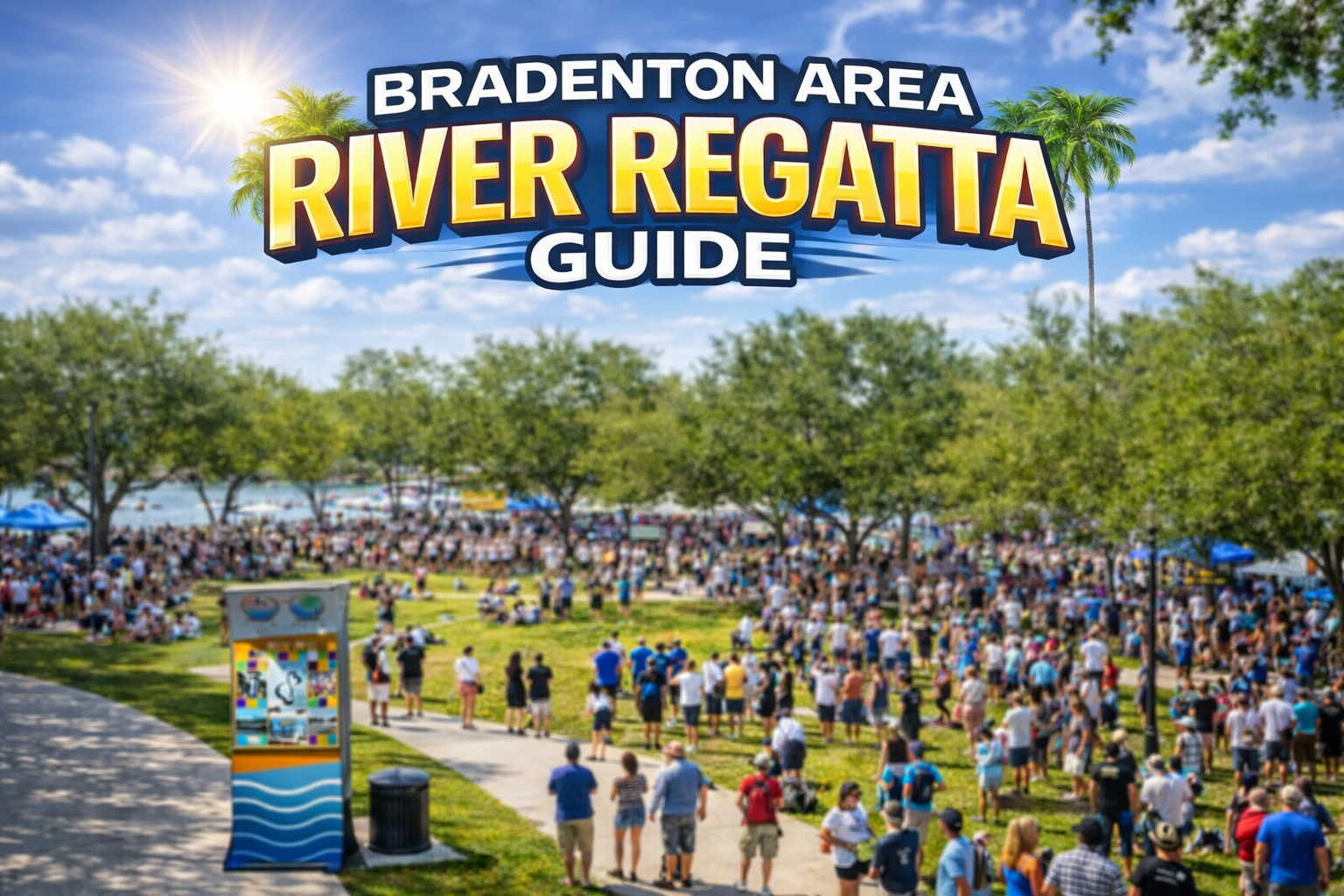Bradenton Area River Regatta crowd at Rossi Park along the Manatee River